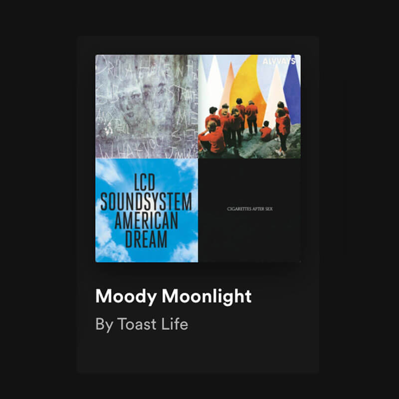 Moody Moonlights by Toast Life is one of the playlists for every mood