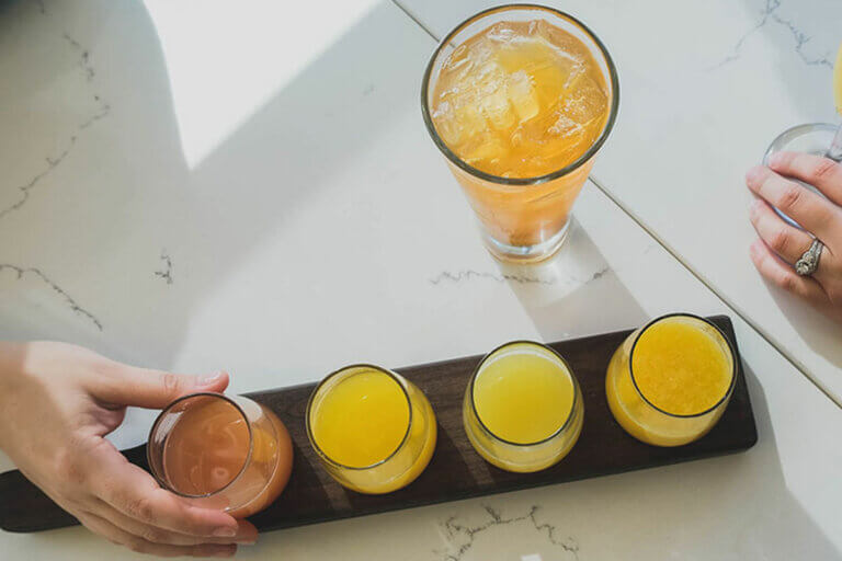 A lineup of delicious drinks at OEB, part of the Saskatoon January City Guide