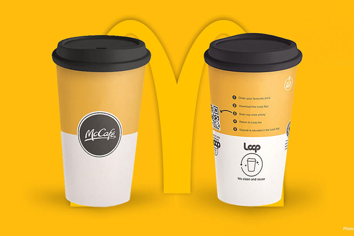 Toast food trend forecasts for 2021 features gold and white McDonald's + Loop Reusable Cups

