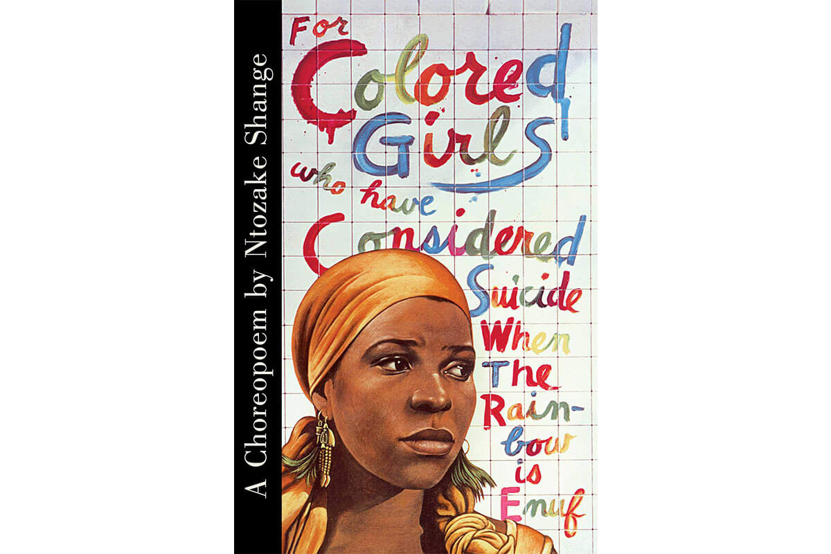 A coloured woman on the book cover of For Coloured Girls Who Have Considered Suicide, celebrating Black History Month