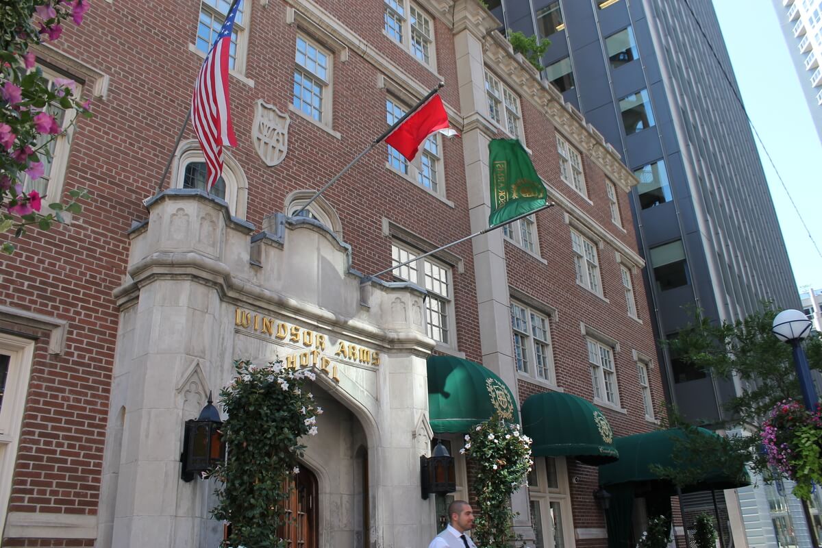 brick front of the Windsor Arms, one of the best high tea restaurants in Toronto