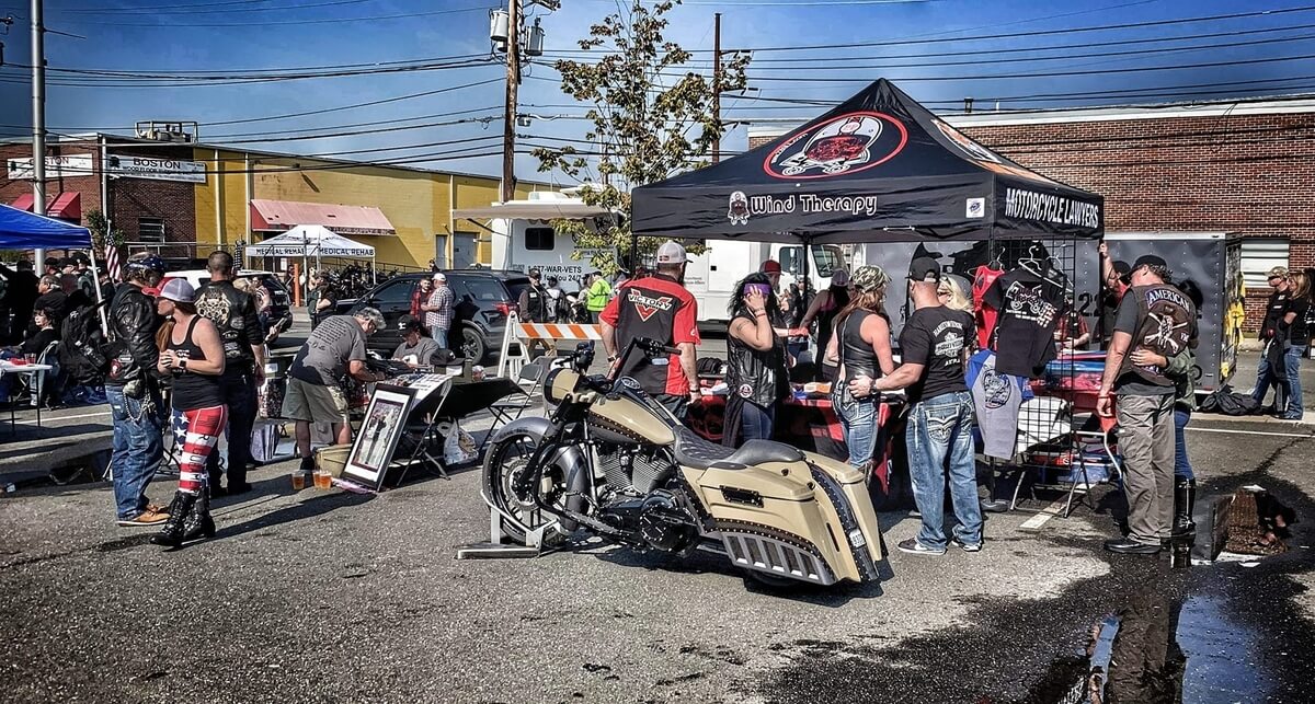 motorcyclists at outdoor event,  Wind Therapy event, that helps 22Kill combat suicide