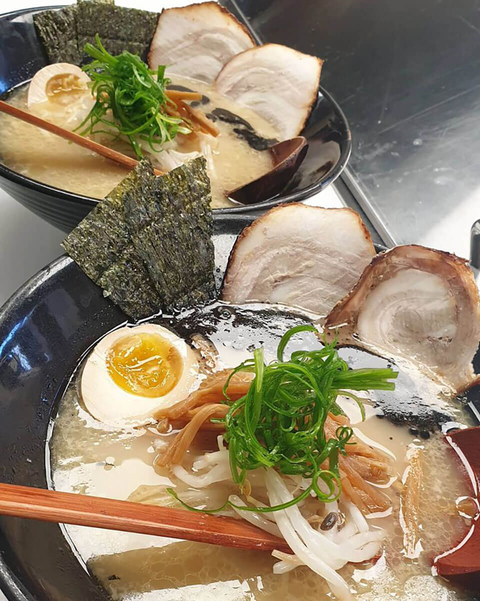 A Japanese meal with ramen, takeout during April in Regina