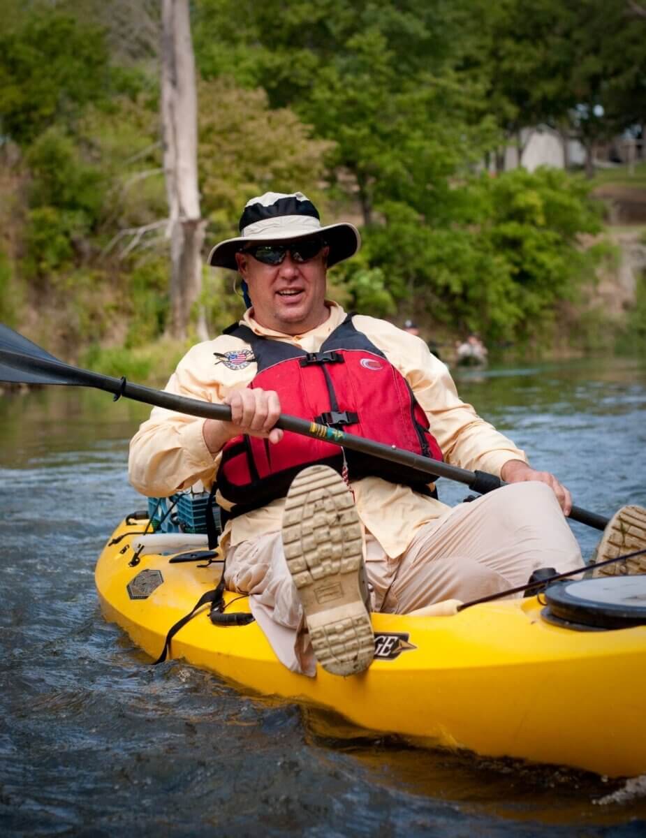 fisherman in kayak, Jim Dolan, founder of Heroes on the Water