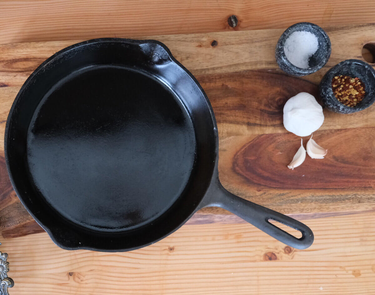 cast iron frying pan is a great piece of secondhand kitchen equiupment