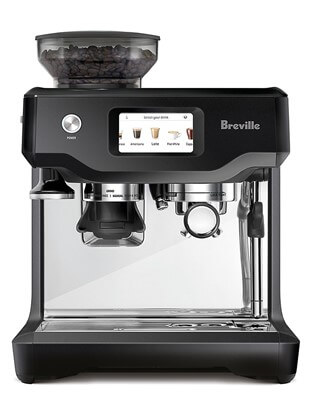 A silver & black Breville coffee machine