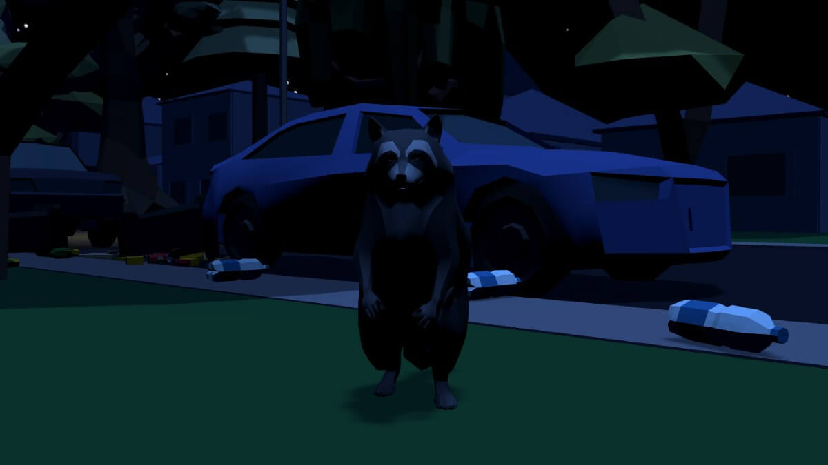 animated raccoon in a video game on the streets of Toronto