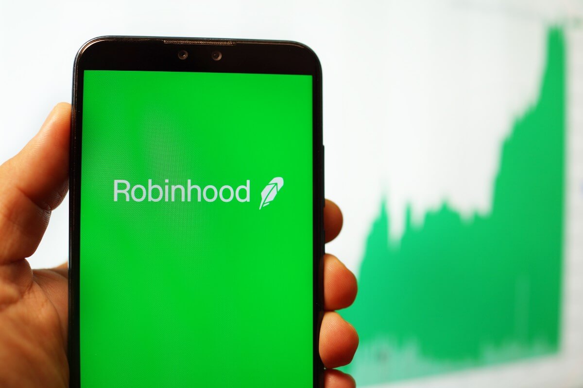 image on a phone of robin hood retail investing app 