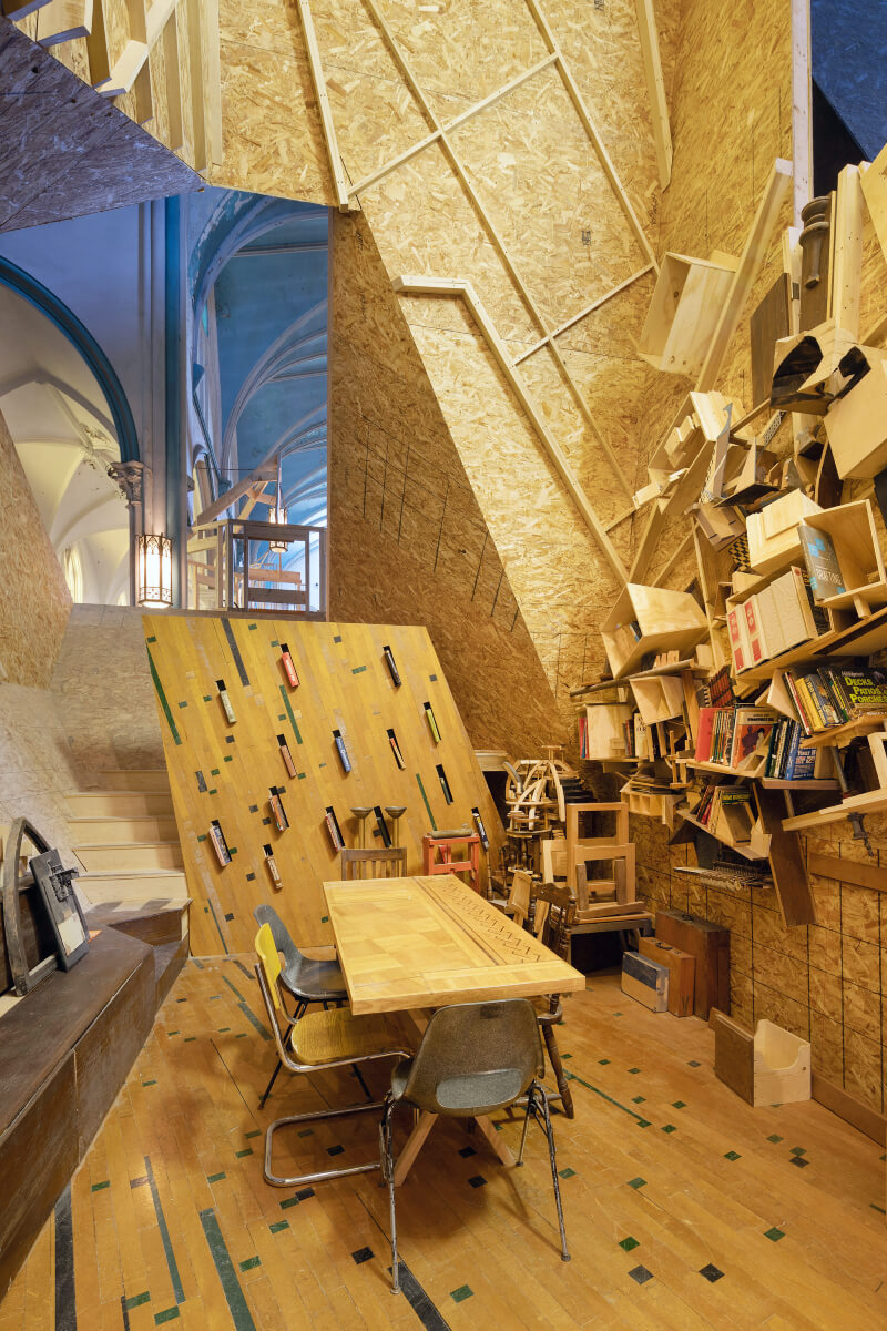 A construction site inside a church in Buffalo, NY