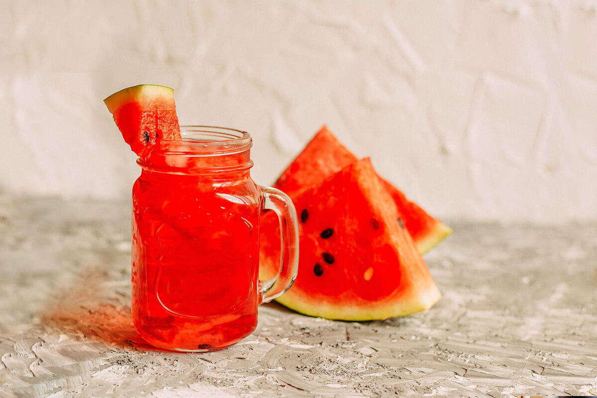 watermelons and juice in mug made from juicer recipes
