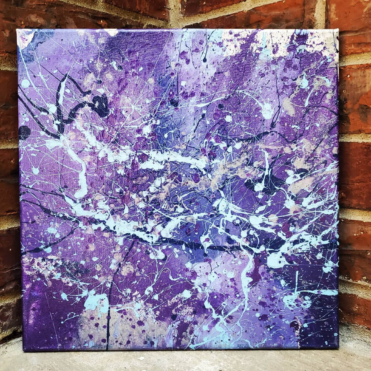 finished purple & white painted canvass