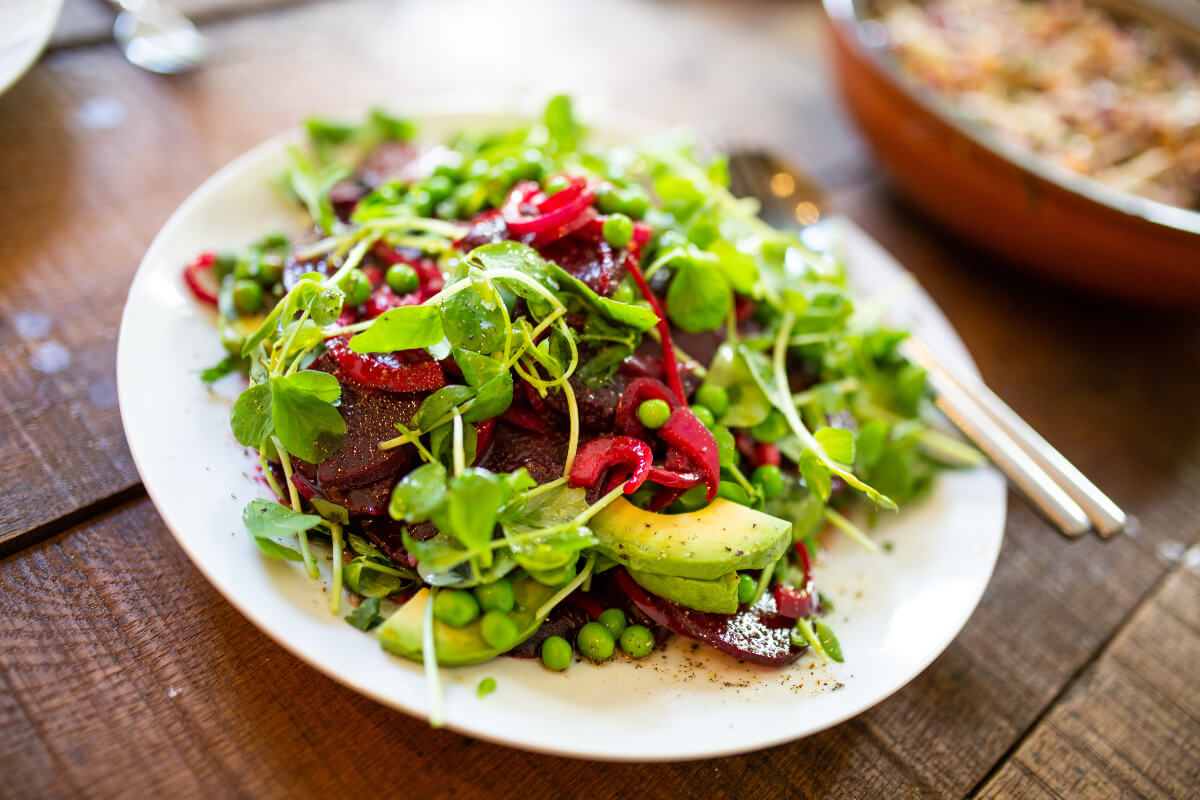 greens salad at an austin vegan restaurant