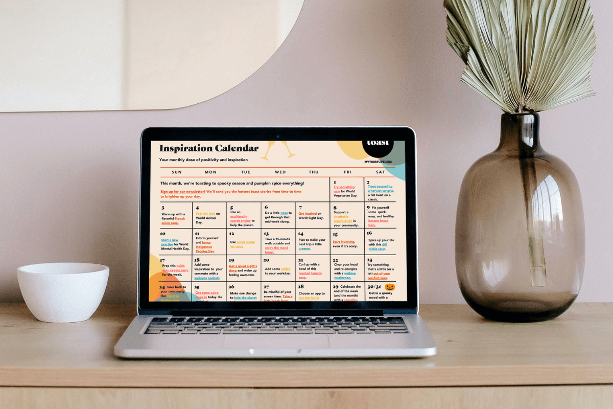 Laptop featuring Toast's Inspiration Calendar for October 2021