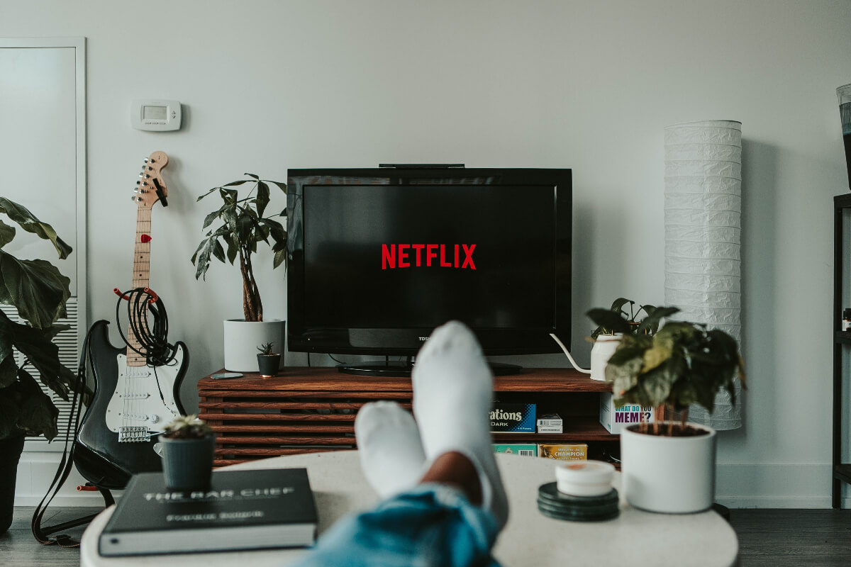 Netflix movies logo on TV screen