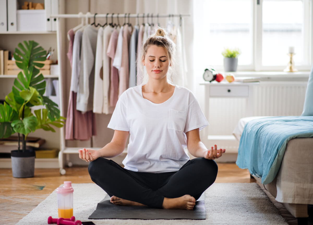 a woman practicing meditation