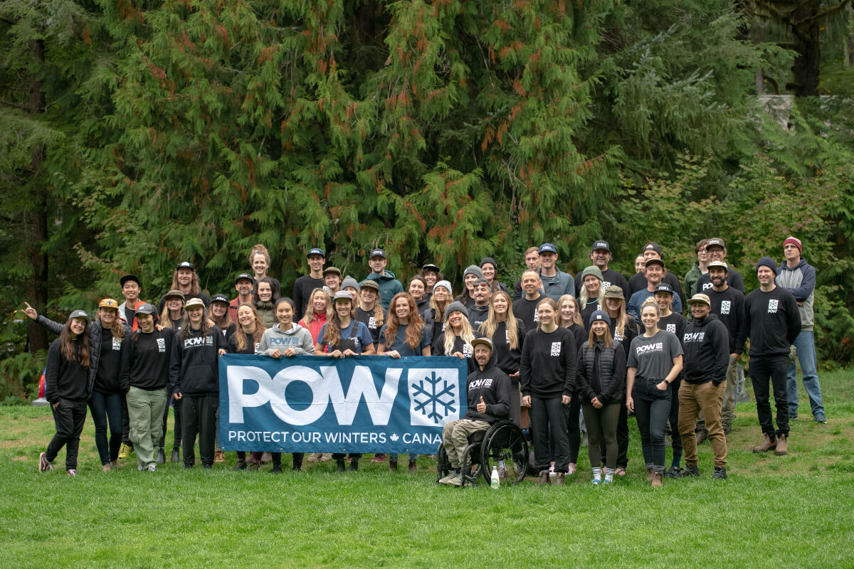 Group photo of Protect Our Winters Canada (POW), an organization that aims to turn outdoor enthusiasts into effective climate advocates. 