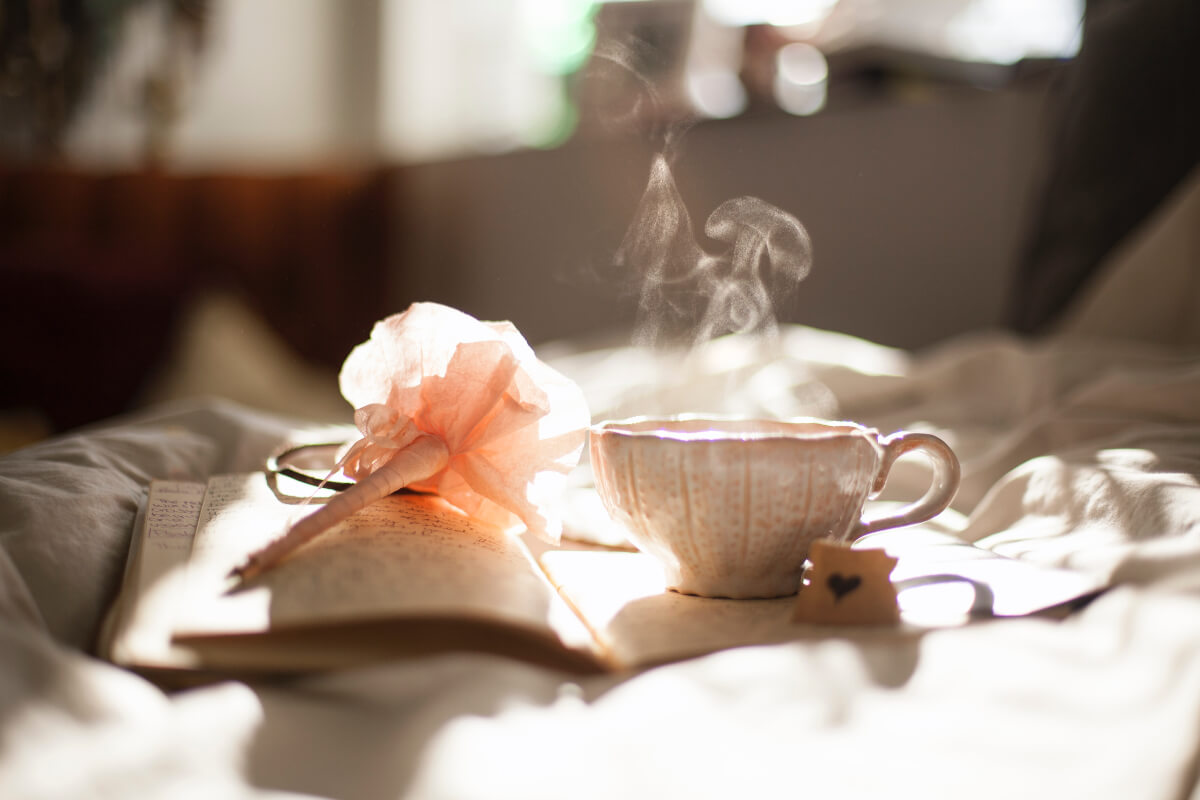 Something to be thankful for this Thanksgiving - a hot cup of tea to enjoy while journaling or reading a book. 