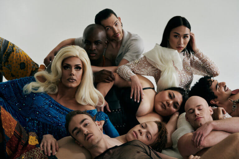 Group of diverse people laying together