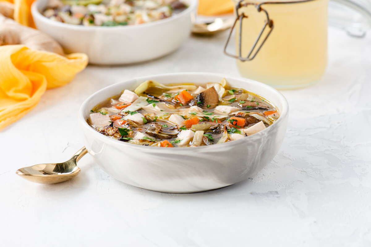 Chef Dale MacKay’s recipe for Hearty Chicken Wild Rice Ginger Soup. Photo courtesy of Food Network Canada. 
