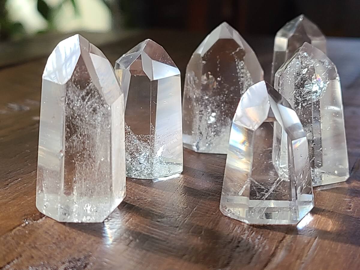 Close up of a group of pointed crystal quartz