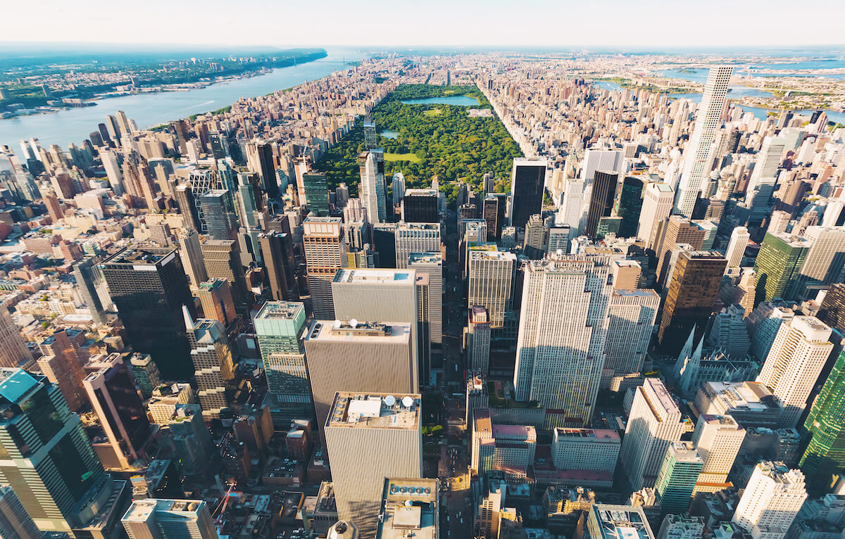 Aerial view of Midtown Manhattan, NY and Central Park