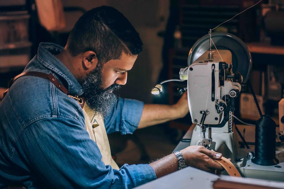 a man making a belt