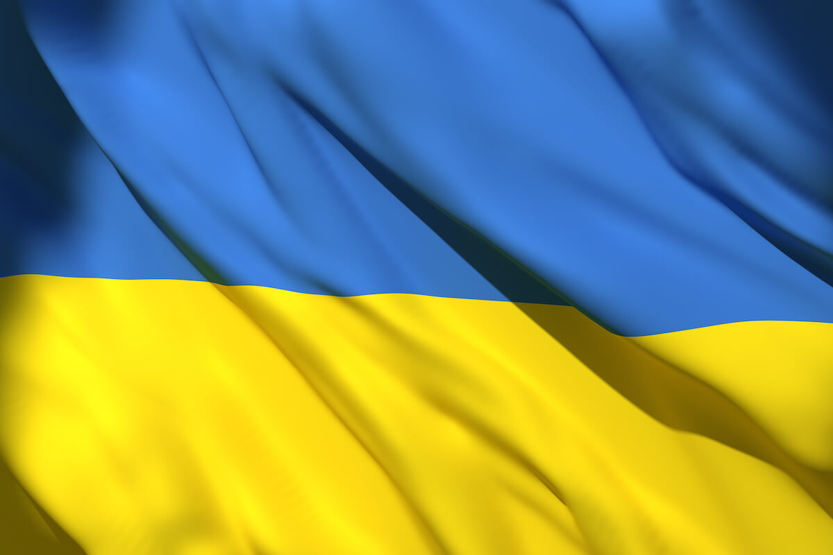 3d rendering of an Ukraine national flag waving