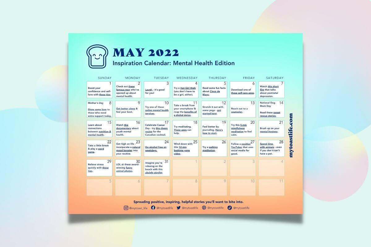 Toast Free Inspiration Calendar for May 2022