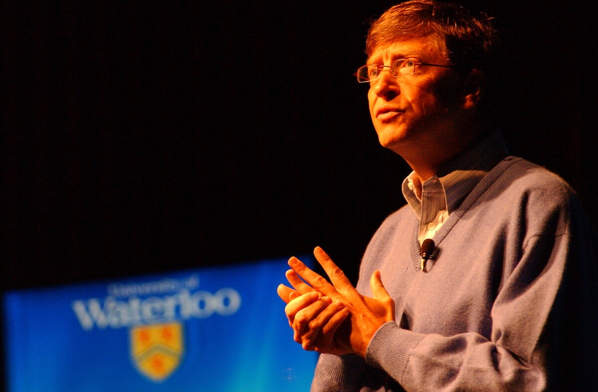 Bill Gates talking at the University of Waterloo