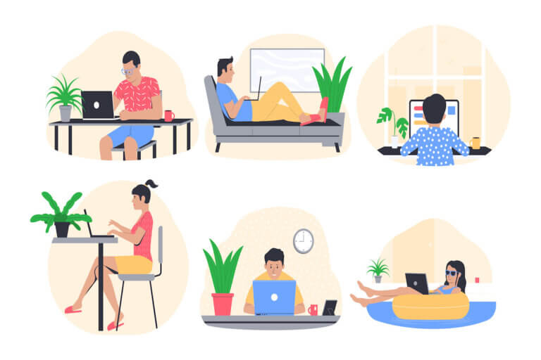 Freelance work concept. People working from home.