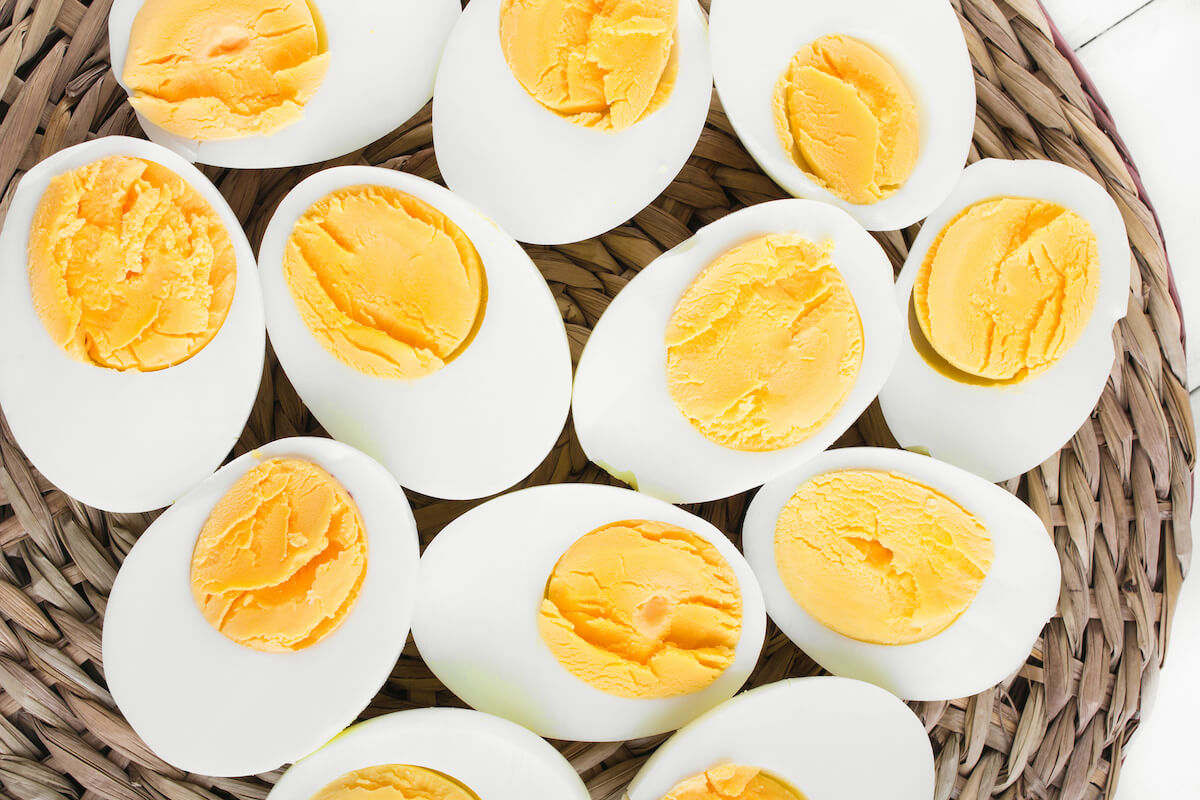 Sliced hard boiled eggs