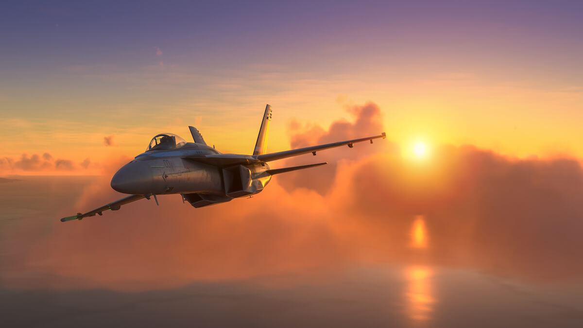 F-18 Maverick Top Gun aircraft flying over the sky