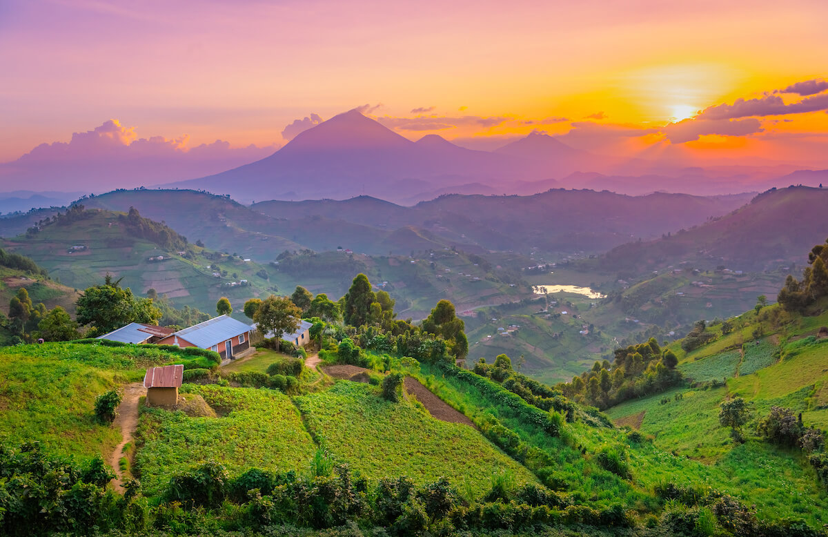 Beautiful view of hills and mountains in Kisoro, Uganda