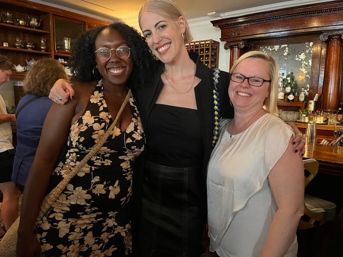 Melissa Vincent - Journalist, Amber Moyle - Polaris Music Prize Executive Director and Robyn Stewart - Director of Operations Consultant, at Women in Music Canada's industry happy hour event. 
