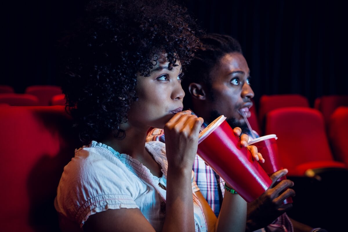 Black couple at movie theaters