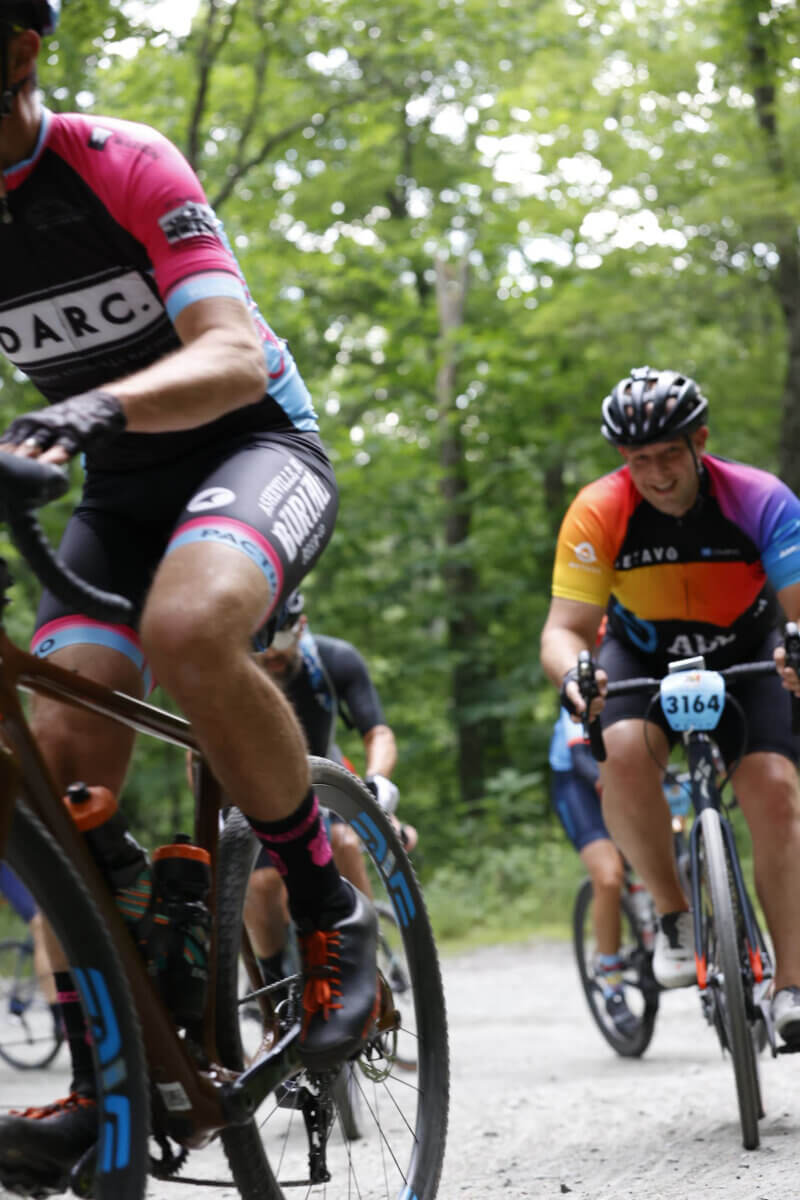 Endurance athlete Elliot Gatt riding in the Belgian Waffle Ride in Asheville, North Carolina in June 2022