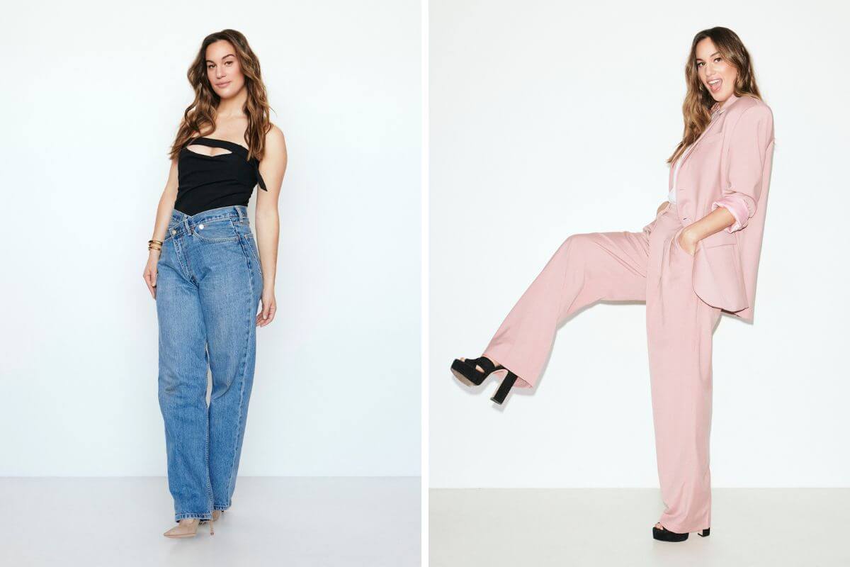 Comedian Hannah Berner in different poses against white background. 